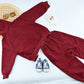 Girls Burgundy Cartoon Hoodie Co-ord Set