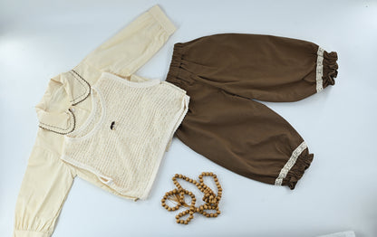 Baby Girls 3 Piece Outfit Set | Shirt, Knit Vest & Pants