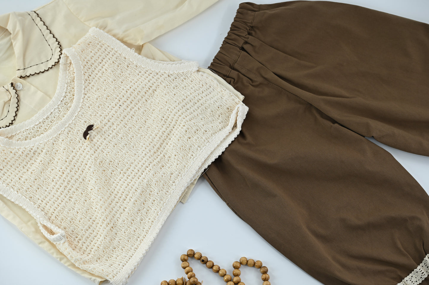 Baby Girls 3 Piece Outfit Set | Shirt, Knit Vest & Pants