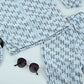 Kids Bluish Triangular Pattern Dress with Matching Side Bag