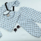 Kids White Triangular Pattern Dress with Matching Side Bag