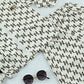 Kids White Triangular Pattern Dress with Matching Side Bag