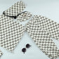 Kids White Triangular Pattern Dress with Matching Side Bag