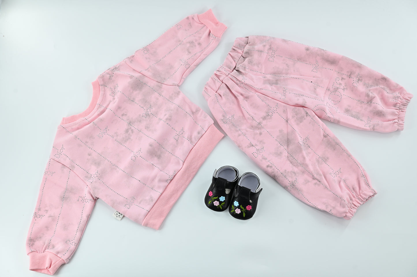 Kids Pink Knitted Sweater Co-ord Set