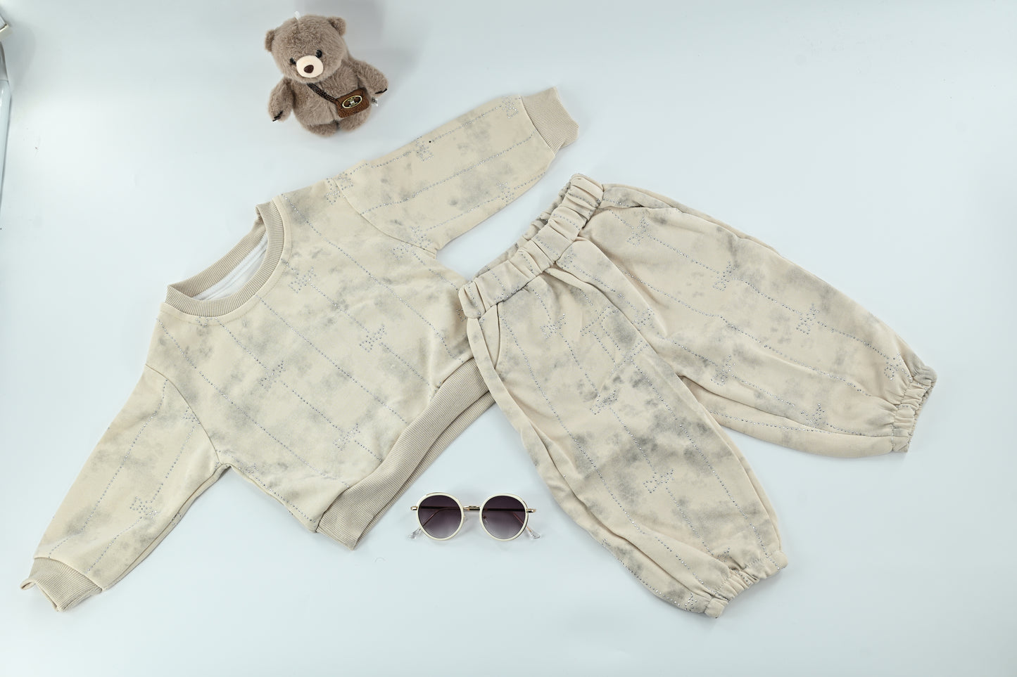Kids Cream Knitted Sweater Co-ord Set