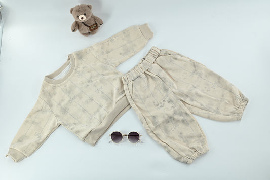 Kids Cream Knitted Sweater Co-ord Set