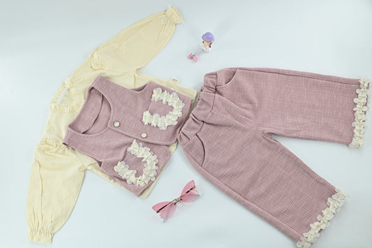 Bloom Charm kids Pink 3 Piece  co-ord set