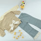 Baby Girl Bow Knit Cream & Brown Top and Pants 3-Piece Set