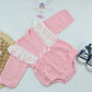 Baby Girl Lace Cotton Pink Romper with bow