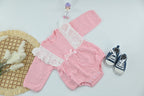 Baby Girl Lace Cotton Pink Romper with bow