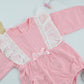 Baby Girl Lace Cotton Pink Romper with bow
