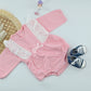 Baby Girl Lace Cotton Pink Romper with bow