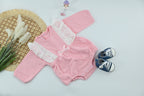 Baby Girl Lace Cotton Pink Romper with bow