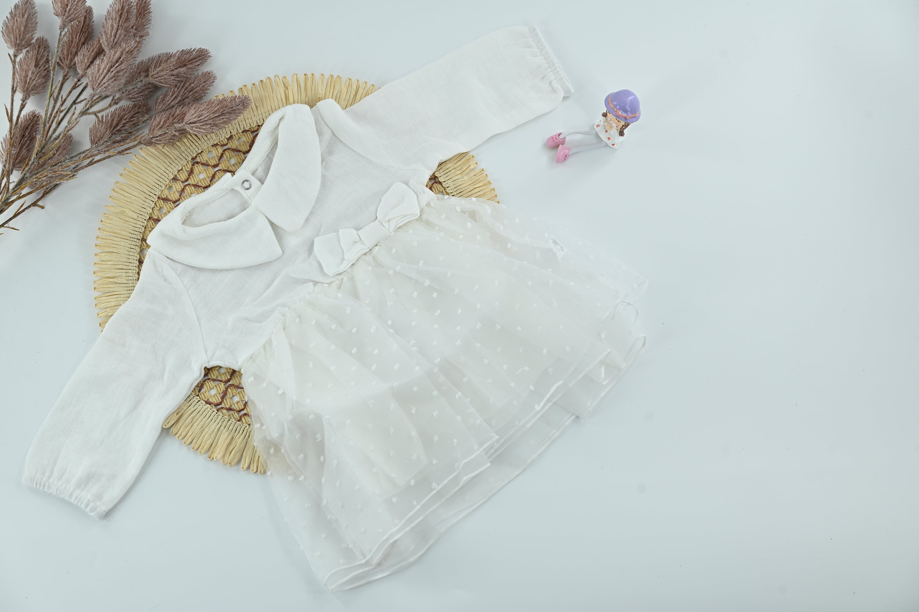 Baby Girl  White Elegent  Cotton Collar Dress