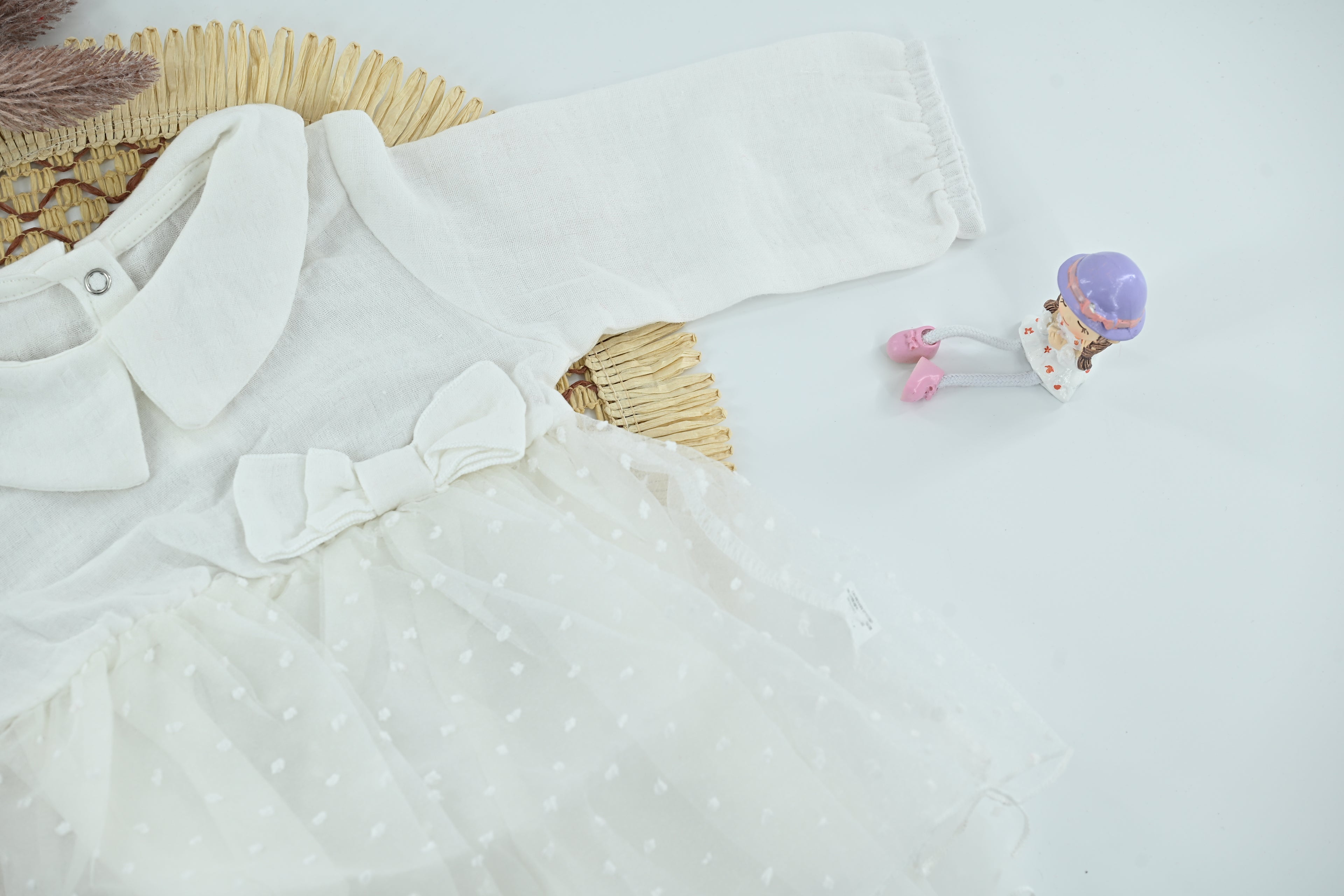 Baby Girl  White Elegent  Cotton Collar Dress