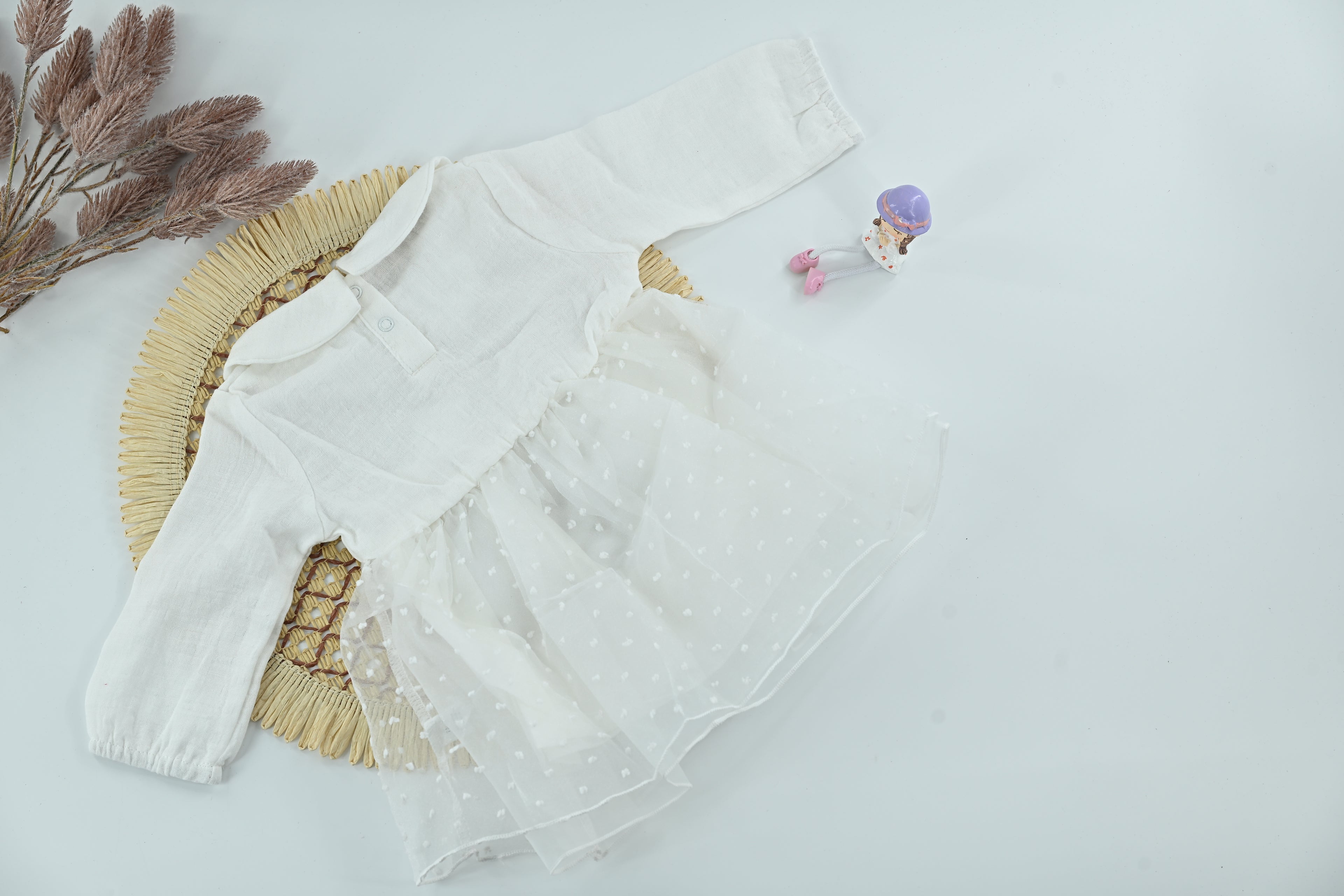 Baby Girl  White Elegent  Cotton Collar Dress
