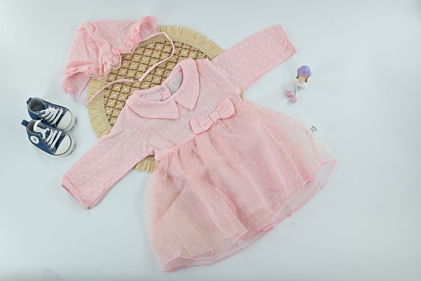 Sweet Blossom Baby Girl Cotton Tulle Dress with Hat