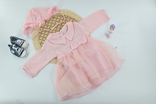 Sweet Blossom Baby Girl Cotton Tulle Dress with Hat