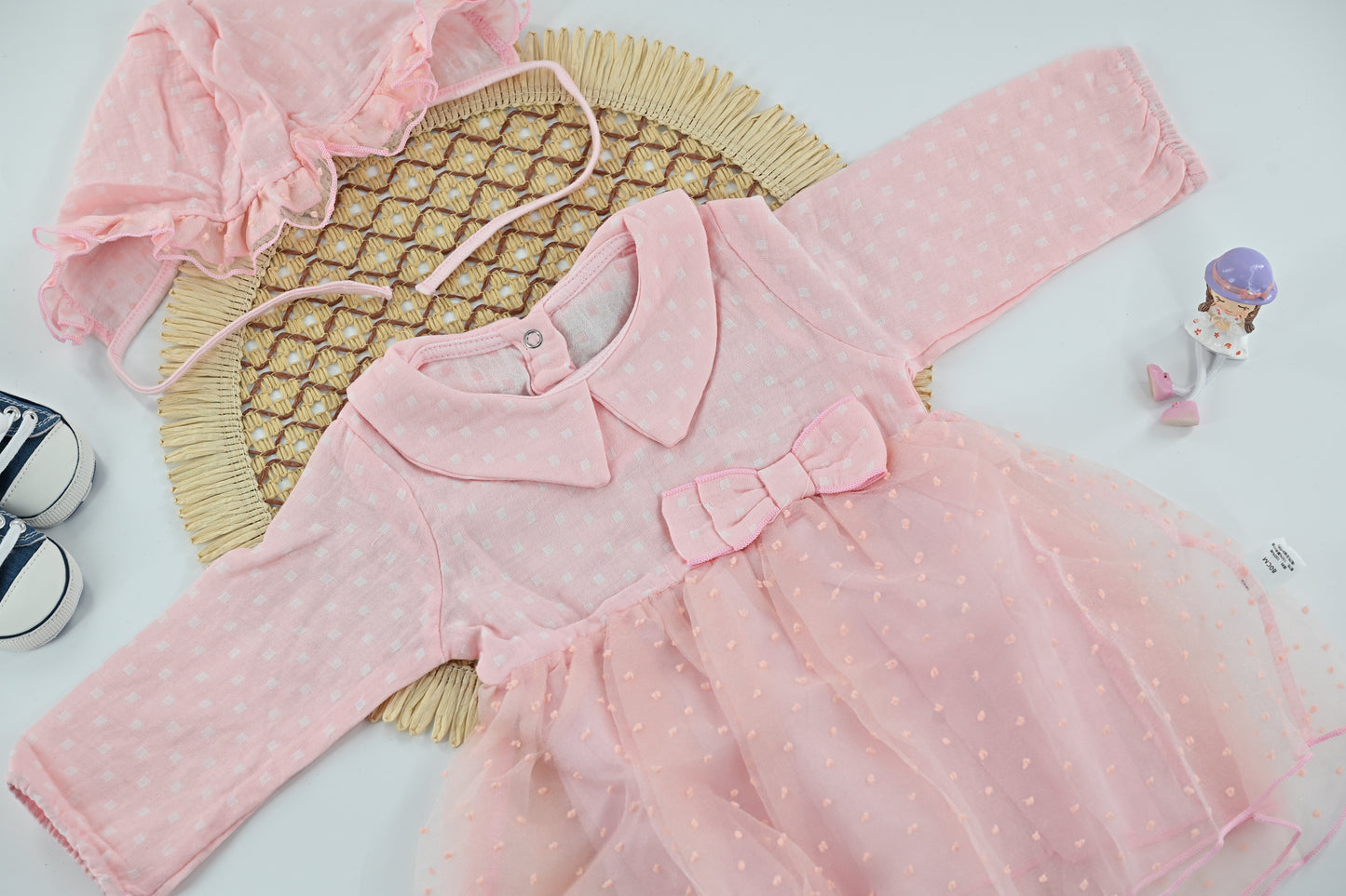 Sweet Blossom Baby Girl Cotton Tulle Dress with Hat