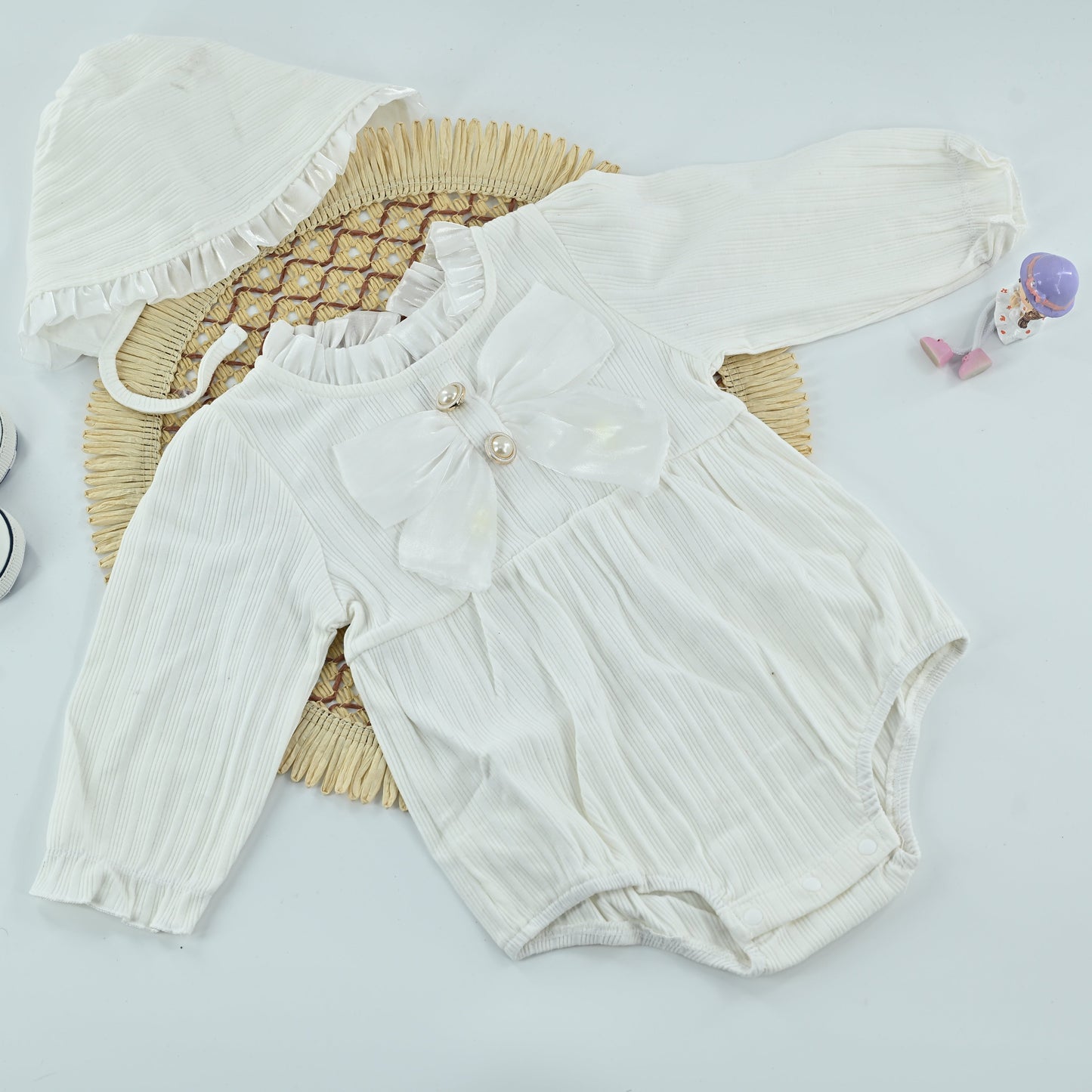 Baby Girl Ribbed Cotton Romper Summer