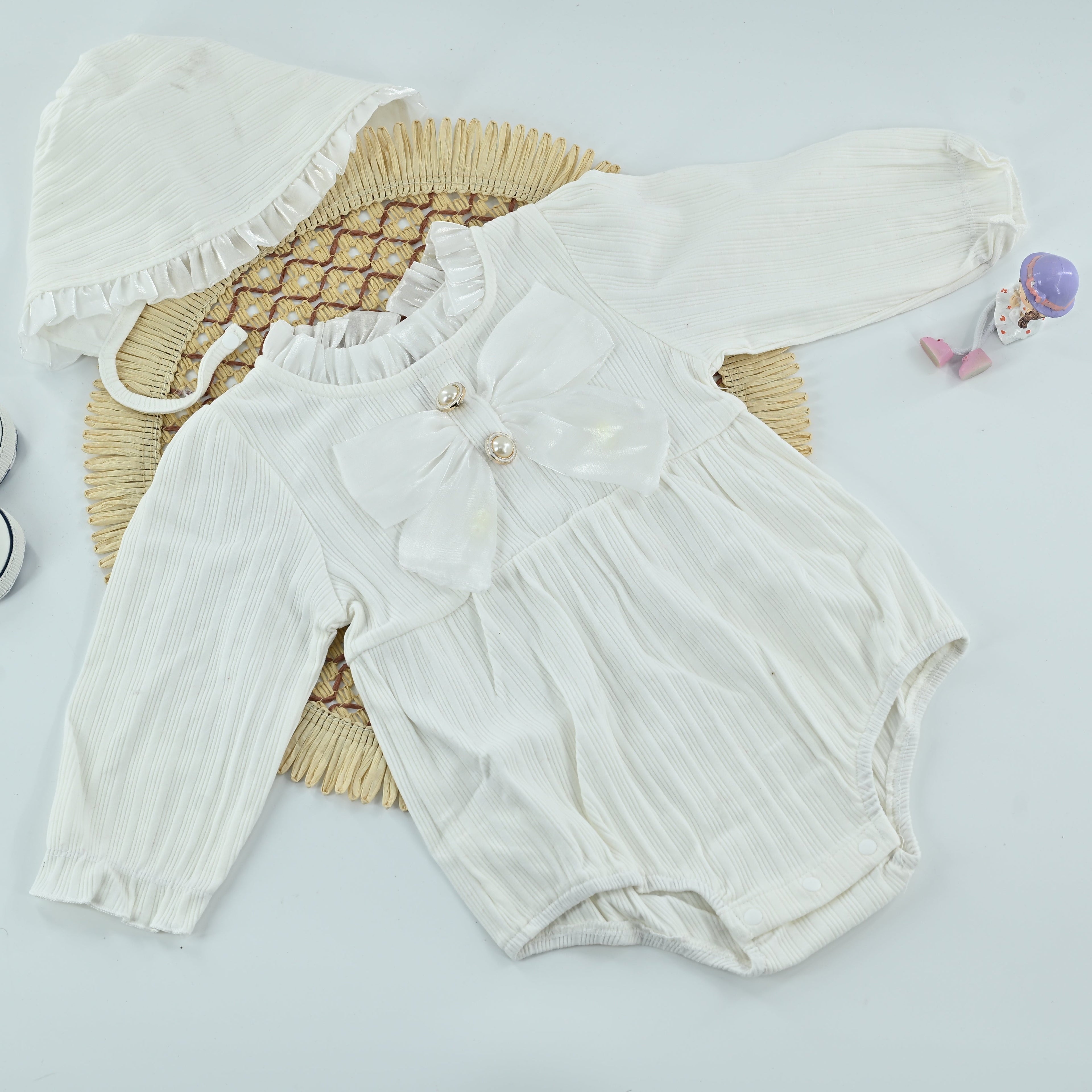 Baby Girl Ribbed Cotton Romper Summer