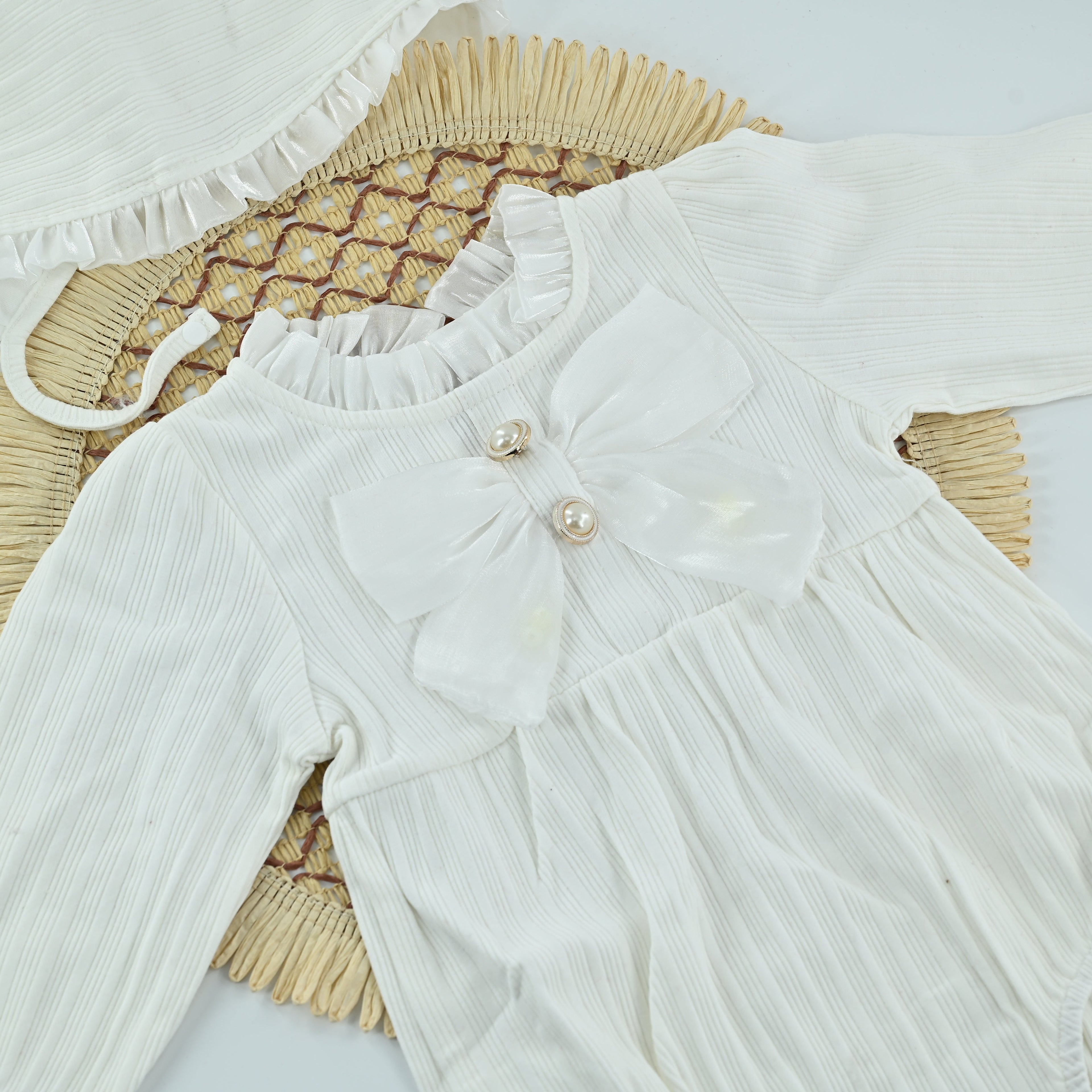 Baby Girl Ribbed Cotton Romper Summer