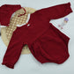 Ruby Pearl Bow Ribbed Baby Romper Set