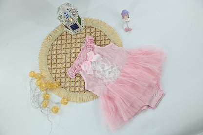 Blush Lace Bow Tutu Baby Dress
