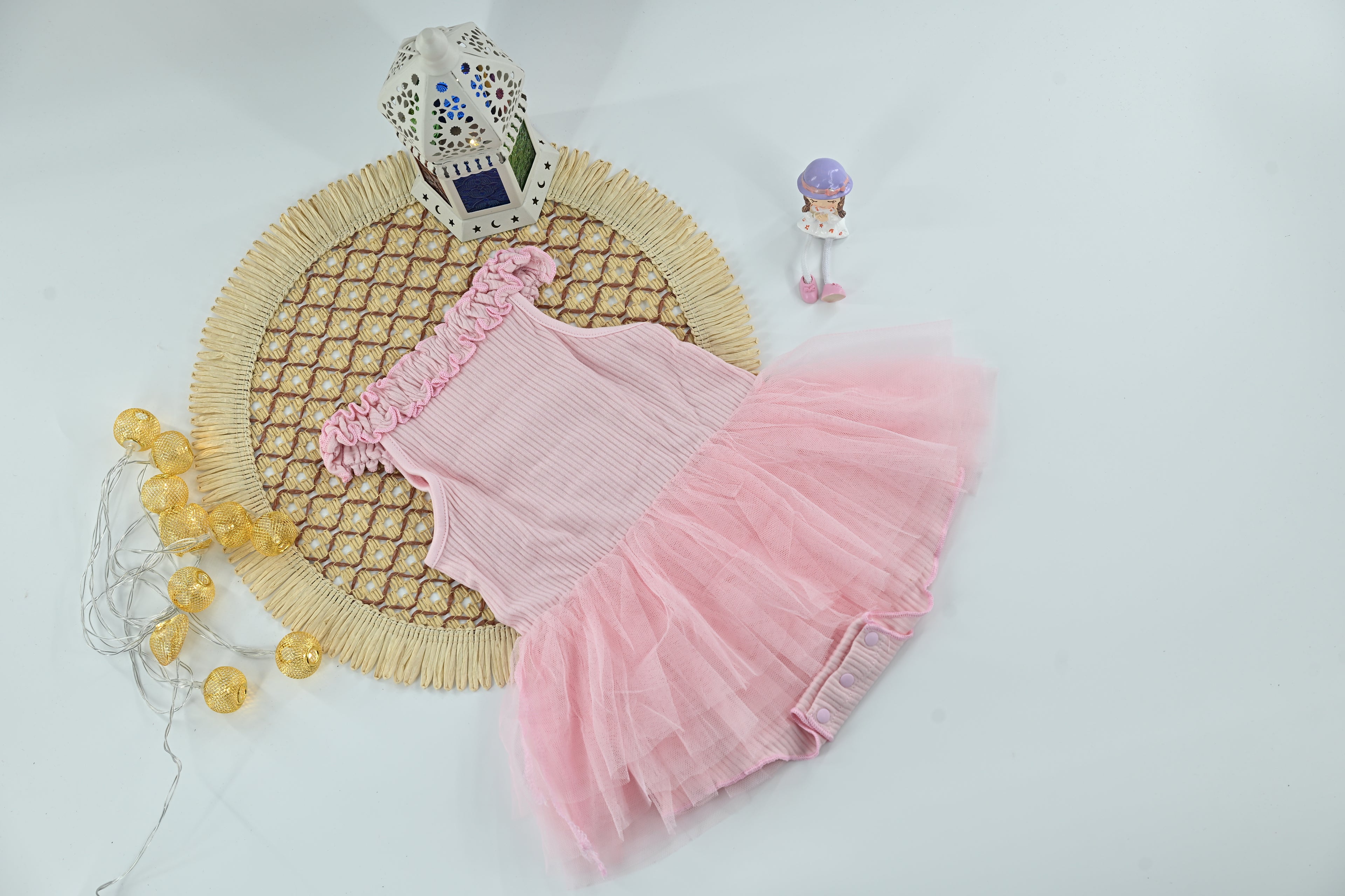 Blush Lace Bow Tutu Baby Dress