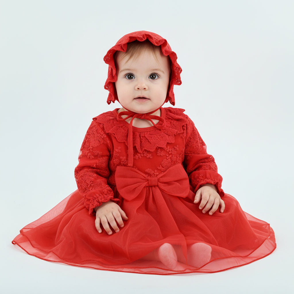 Ruby Lace Tulle Baby Dress Set