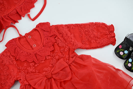 Ruby Lace Tulle Baby Dress Set