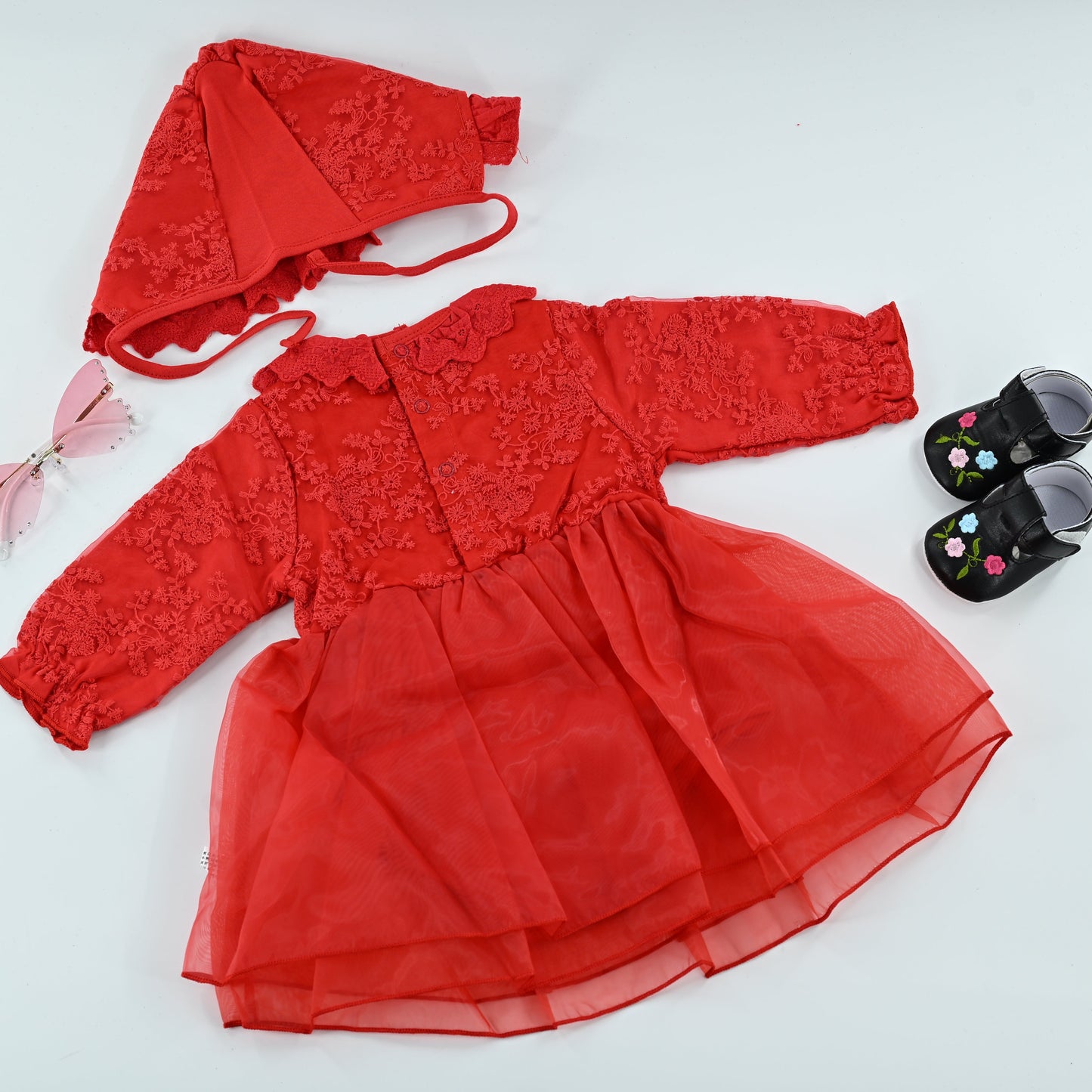 Ruby Lace Tulle Baby Dress Set