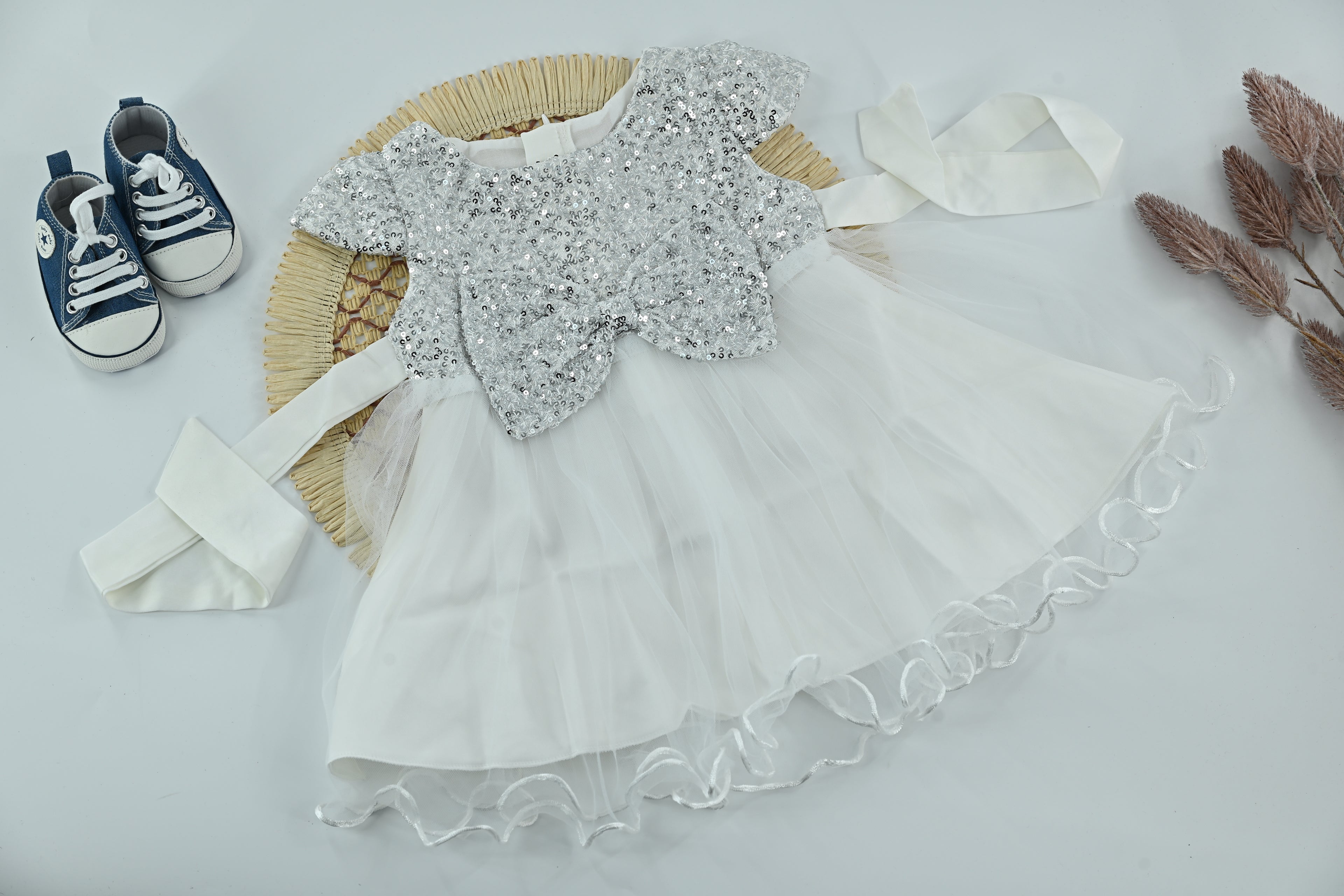 Baby Girl beige Sequin Tulle Party Dress