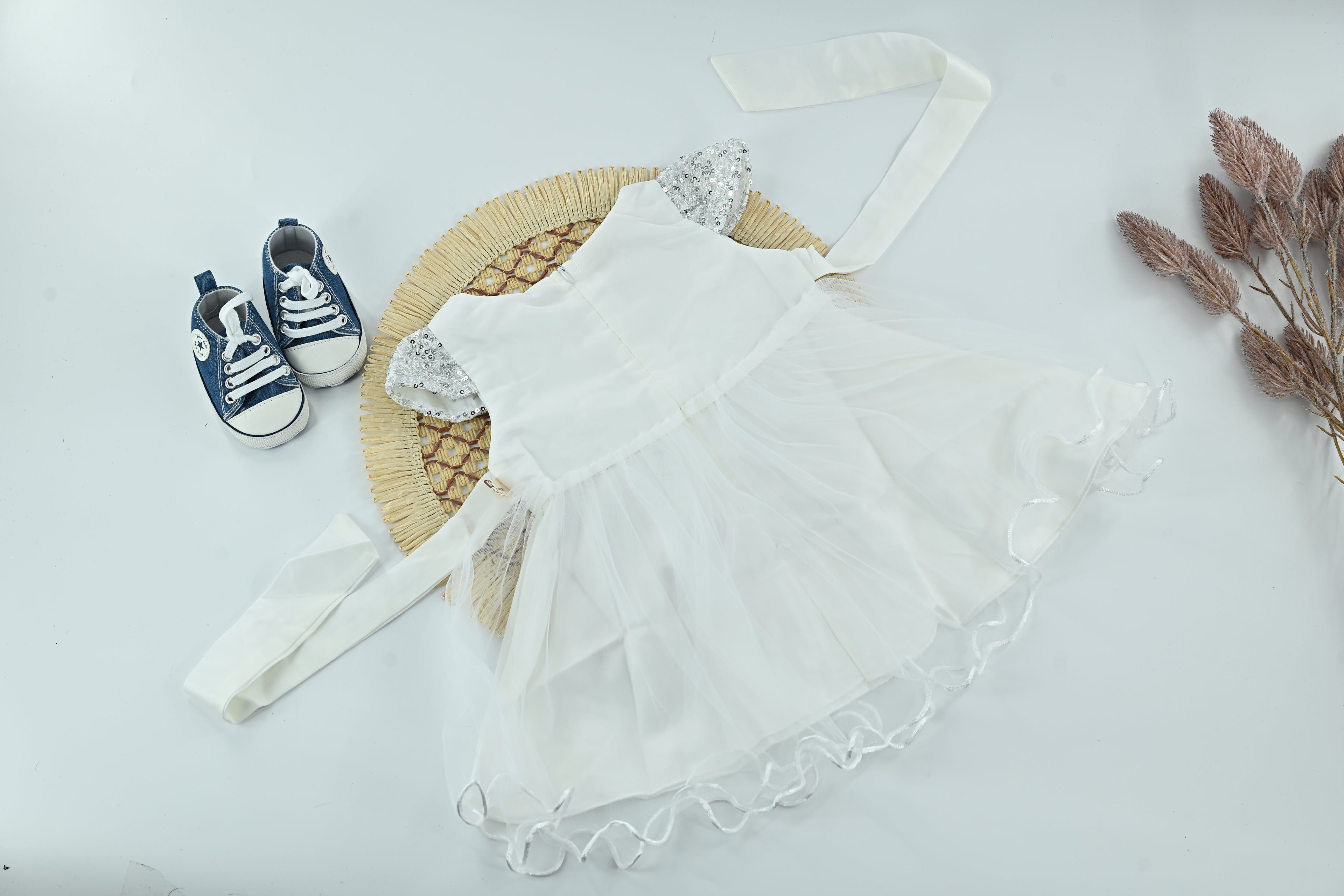 Baby Girl White Sequin Tulle Party Dress