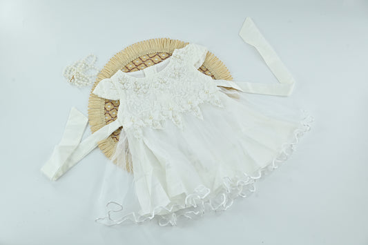 Baby Girls White Lace Tulle Party Dress