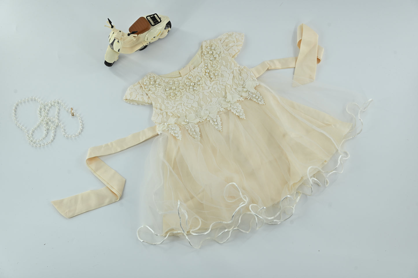 Baby Girls Beige Lace Tulle Party Dress