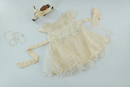 Baby Girls Beige Lace Tulle Party Dress