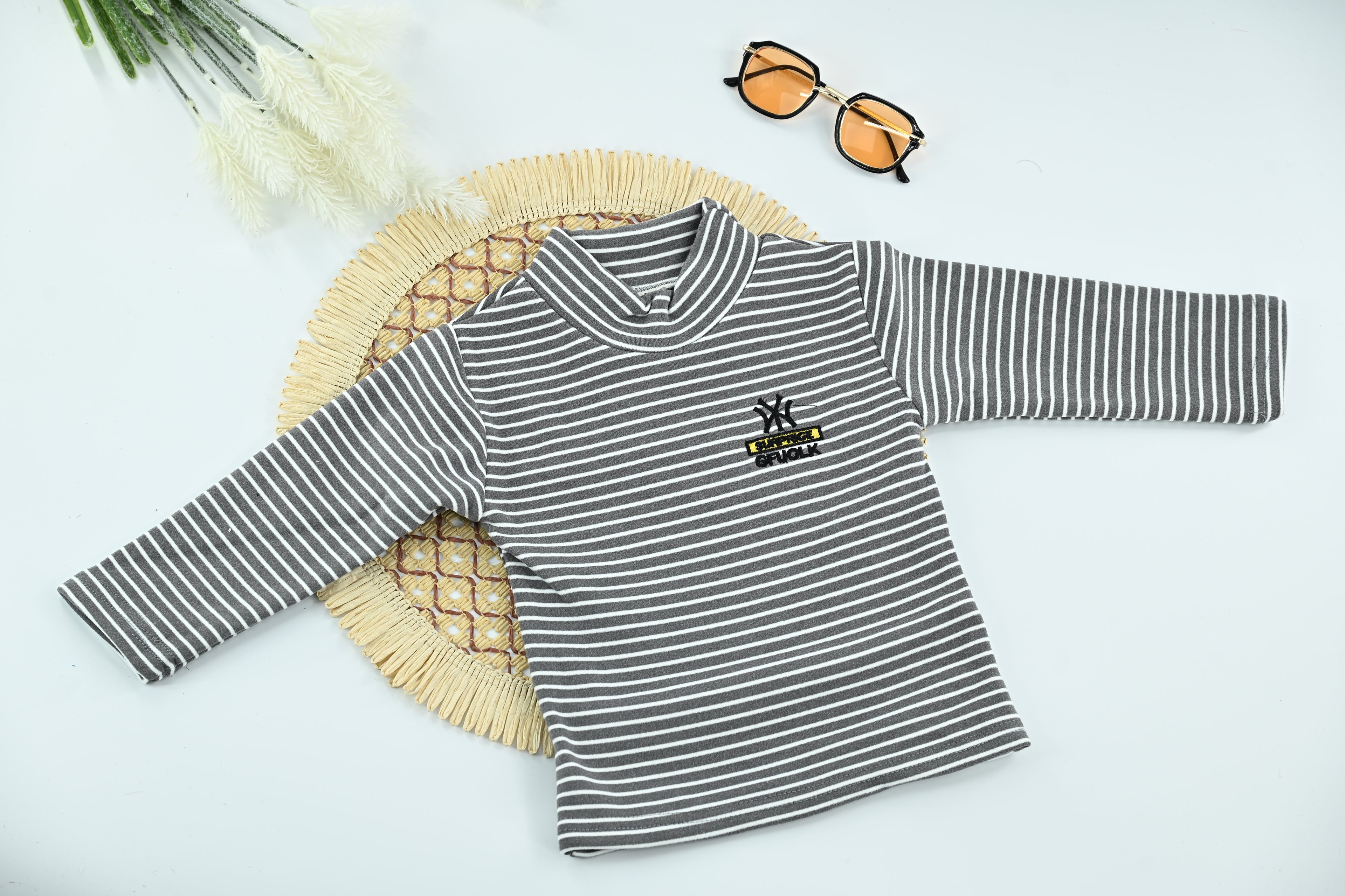 Classic  Black Striped Kids Cotton Blend Top