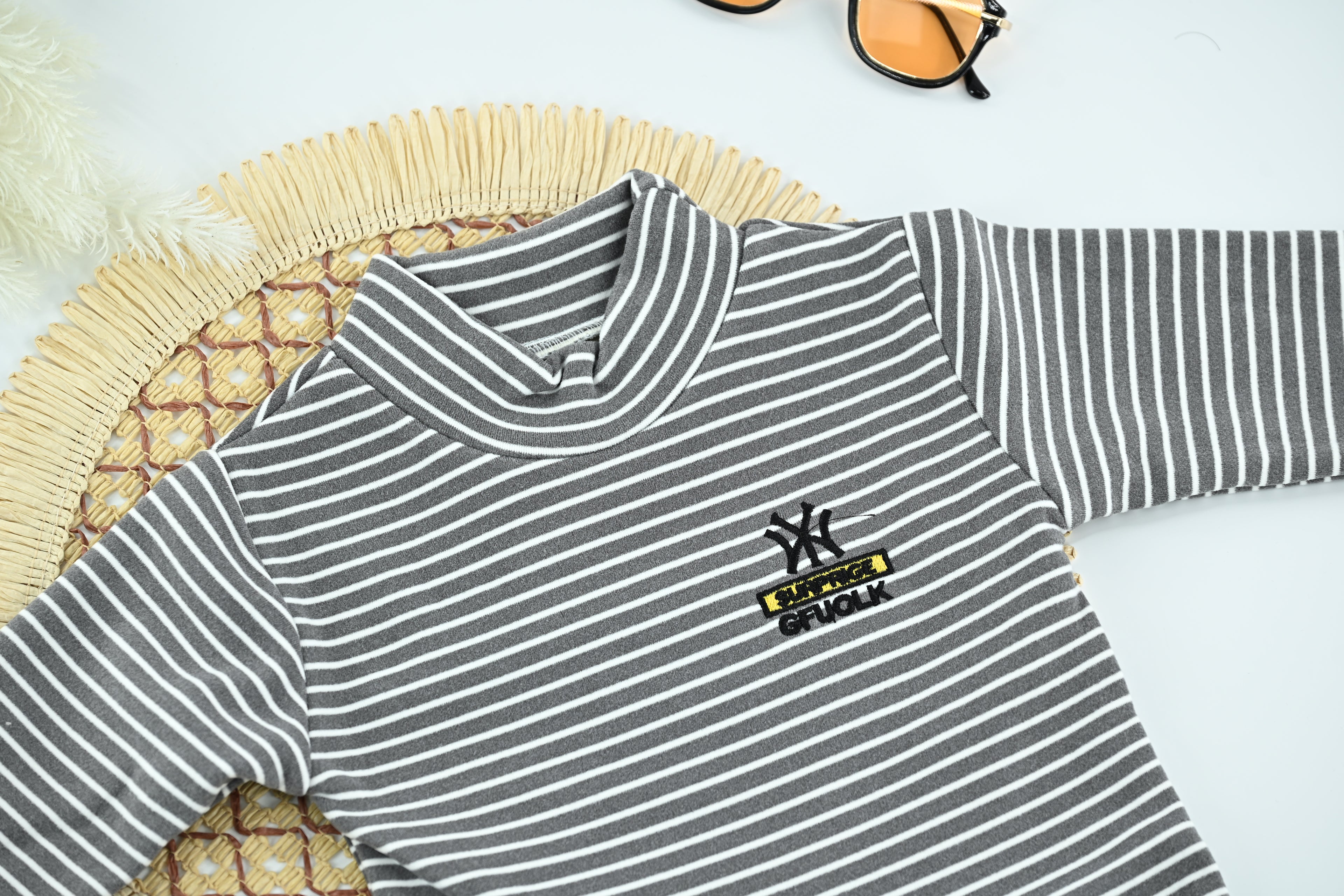 Classic  Black Striped Kids Cotton Blend Top