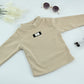 Soft Ribbed Beige Kids Cotton Blend Top