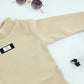 Soft Ribbed Beige Kids Cotton Blend Top