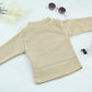 Soft Ribbed Beige Kids Cotton Blend Top