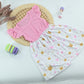 Girls Pink Crown Print Dress – Ruffle Sleeve Princess Summer Dress