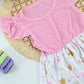 Girls Pink Crown Print Dress – Ruffle Sleeve Princess Summer Dress