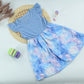 Baby Girls Blue Printed Ruffle Sleeve Dress