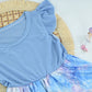Baby Girls Blue Printed Ruffle Sleeve Dress