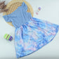 Baby Girls Blue Printed Ruffle Sleeve Dress