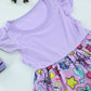 Cute Baby Girls Purple Princess Print Dress | Ruffle Sleeve Summer Dress