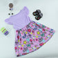 Cute Baby Girls Purple Princess Print Dress | Ruffle Sleeve Summer Dress