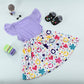 Cute Baby Girls Purple Heart & Flower Print Dress | Ruffle Sleeve Summer Dress